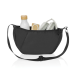 Recycled rPET XL shoulder bag, outer pocket, adjustable strap black colour