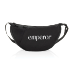 Recycled rPET XL shoulder bag, outer pocket, adjustable strap black colour