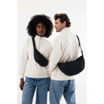 Recycled rPET XL shoulder bag, outer pocket, adjustable strap black colour