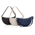 Recycled rPET XL shoulder bag, outer pocket, adjustable strap black colour