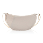 Recycled rPET XL shoulder bag, outer pocket, adjustable strap beige colour
