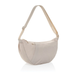 Recycled rPET XL shoulder bag, outer pocket, adjustable strap beige colour