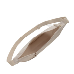Recycled rPET XL shoulder bag, outer pocket, adjustable strap beige colour