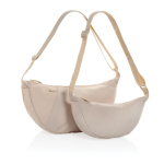 Recycled rPET XL shoulder bag, outer pocket, adjustable strap beige colour