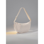 Recycled rPET XL shoulder bag, outer pocket, adjustable strap beige colour