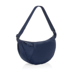 Recycled rPET XL shoulder bag, outer pocket, adjustable strap navy-blue colour