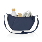 Recycled rPET XL shoulder bag, outer pocket, adjustable strap navy-blue colour