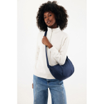 Recycled rPET XL shoulder bag, outer pocket, adjustable strap navy-blue colour