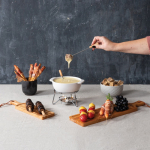 Ceramic cheese fondue set, candle heating, 750ml white colour