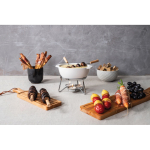 Ceramic cheese fondue set, candle heating, 750ml white colour