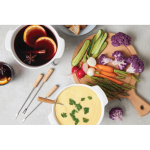 Ceramic cheese fondue set, candle heating, 750ml white colour