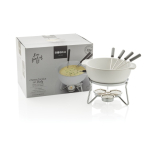 Ceramic cheese fondue set, candle heating, 750ml white colour