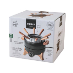 Electric fondue set, precise control, 8-person capacity black colour