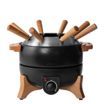 Electric fondue set, precise control, 8-person capacity black colour