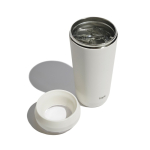 Recycled stainless steel thermal mug, 360° lid, 354ml white colour