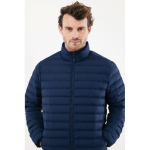 Men’s recycled polyester padded jacket, casual fit, 70 g/m2 navy-blue colour