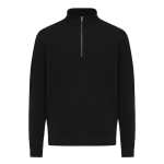Unisex recycled cotton half-zip jumper, modern fit, 300 g/m2 black colour