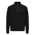 Unisex recycled cotton half-zip jumper, modern fit, 300 g/m2 black colour