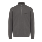 Unisex recycled cotton half-zip jumper, modern fit, 300 g/m2 matt silver colour