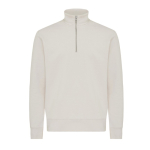 Unisex recycled cotton half-zip jumper, modern fit, 300 g/m2 champagne colour