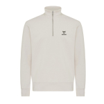 Unisex recycled cotton half-zip jumper, modern fit, 300 g/m2 champagne colour