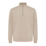 Unisex recycled cotton half-zip jumper, modern fit, 300 g/m2 camel colour