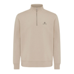 Unisex recycled cotton half-zip jumper, modern fit, 300 g/m2 camel colour