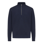 Unisex recycled cotton half-zip jumper, modern fit, 300 g/m2 navy-blue colour