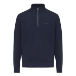 Unisex recycled cotton half-zip jumper, modern fit, 300 g/m2 navy-blue colour