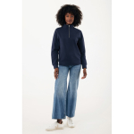 Unisex recycled cotton half-zip jumper, modern fit, 300 g/m2 navy-blue colour