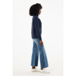Unisex recycled cotton half-zip jumper, modern fit, 300 g/m2 navy-blue colour
