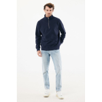 Unisex recycled cotton half-zip jumper, modern fit, 300 g/m2 navy-blue colour