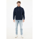 Unisex recycled cotton half-zip jumper, modern fit, 300 g/m2 navy-blue colour