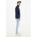 Unisex recycled cotton half-zip jumper, modern fit, 300 g/m2 navy-blue colour