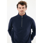 Unisex recycled cotton half-zip jumper, modern fit, 300 g/m2 navy-blue colour