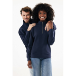 Unisex recycled cotton half-zip jumper, modern fit, 300 g/m2 navy-blue colour