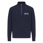 Unisex recycled cotton half-zip jumper, modern fit, 300 g/m2 navy-blue colour