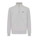 Unisex recycled cotton half-zip jumper, modern fit, 300 g/m2 heather light grey colour