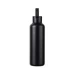 Recycled stainless steel thermal bottle, minimalist handle, 600ml black colour