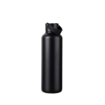 Recycled stainless steel thermal bottle, minimalist handle, 600ml black colour