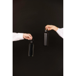 Recycled stainless steel thermal bottle, minimalist handle, 600ml black colour
