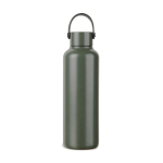Recycled stainless steel thermal bottle, minimalist handle, 600ml green colour