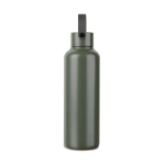 Recycled stainless steel thermal bottle, minimalist handle, 600ml green colour