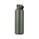 Recycled stainless steel thermal bottle, minimalist handle, 600ml green colour