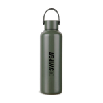 Recycled stainless steel thermal bottle, minimalist handle, 600ml green colour