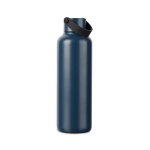 Recycled stainless steel thermal bottle, minimalist handle, 600ml navy-blue colour