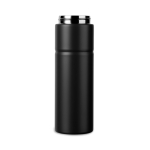 Recycled stainless steel thermal bottle, handle, dual opening, 600ml black colour
