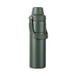 Recycled stainless steel thermal bottle, handle, dual opening, 600ml green colour