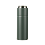 Recycled stainless steel thermal bottle, handle, dual opening, 600ml green colour
