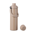 Recycled stainless steel thermal bottle, handle, dual opening, 600ml ivory colour